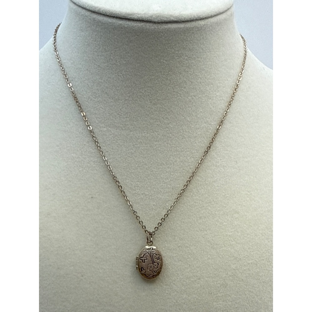Big Sis 2005 Floral Oval Locket Necklace Silver Tone Pink Rhinestone Cross Charm